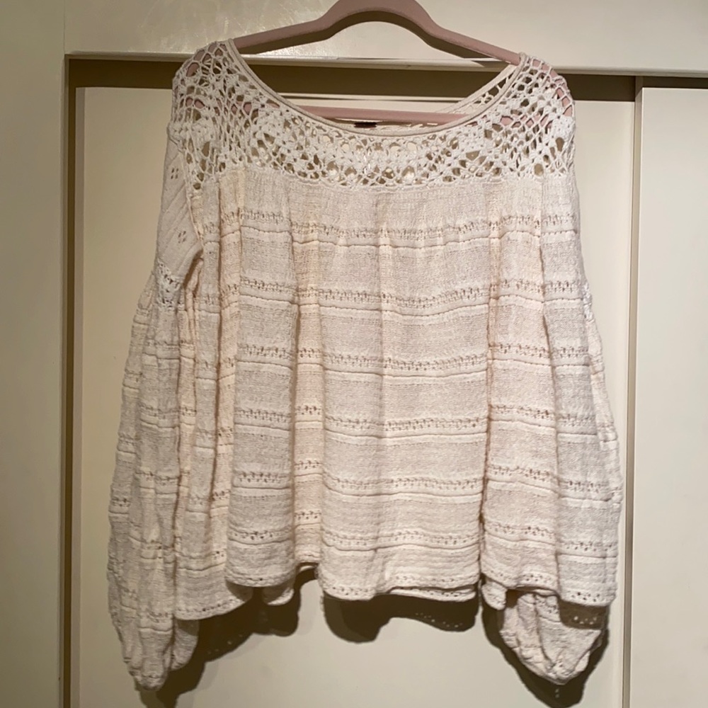 New Free People Oversized Cream Knit Sweater